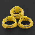 Baltic Amber Baby Teething Bracelet Chips Milky Yellow Glossy Finish - Wholesale Lot of 10pcs - 14cm / 5.5in - CH5