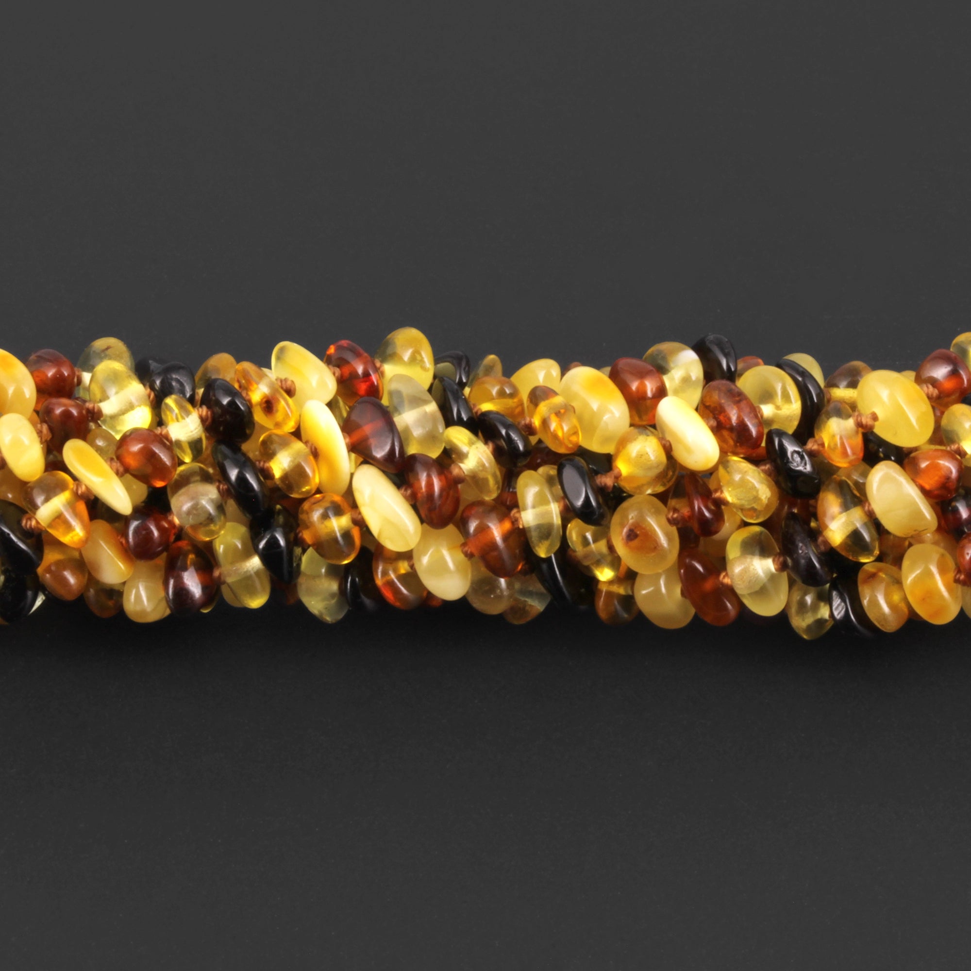 Baltic Amber Baby Teething Bracelet Chips Multicolor Glossy Finish - Wholesale Lot of 10pcs - 14cm / 5.5in - CH1