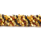 Baltic Amber Baby Teething Bracelet Chips Multicolor Glossy Finish - Wholesale Lot of 10pcs - 14cm / 5.5in - CH1