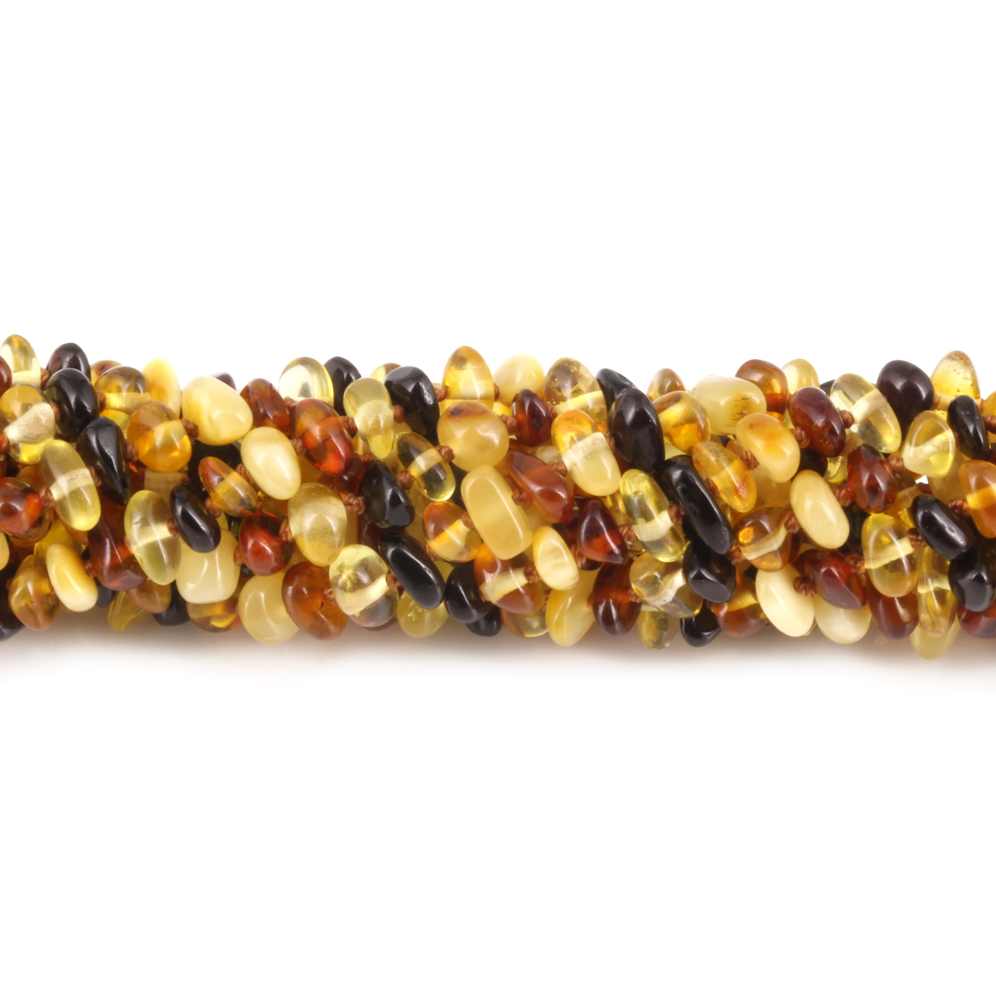 Baltic Amber Baby Teething Bracelet Chips Multicolor Glossy Finish - Wholesale Lot of 10pcs - 14cm / 5.5in - CH1
