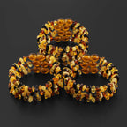 Baltic Amber Baby Teething Bracelet Chips Multicolor Glossy Finish - Wholesale Lot of 10pcs - 14cm / 5.5in - CH1