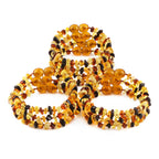 Baltic Amber Baby Teething Bracelet Chips Multicolor Glossy Finish - Wholesale Lot of 10pcs - 14cm / 5.5in - CH1
