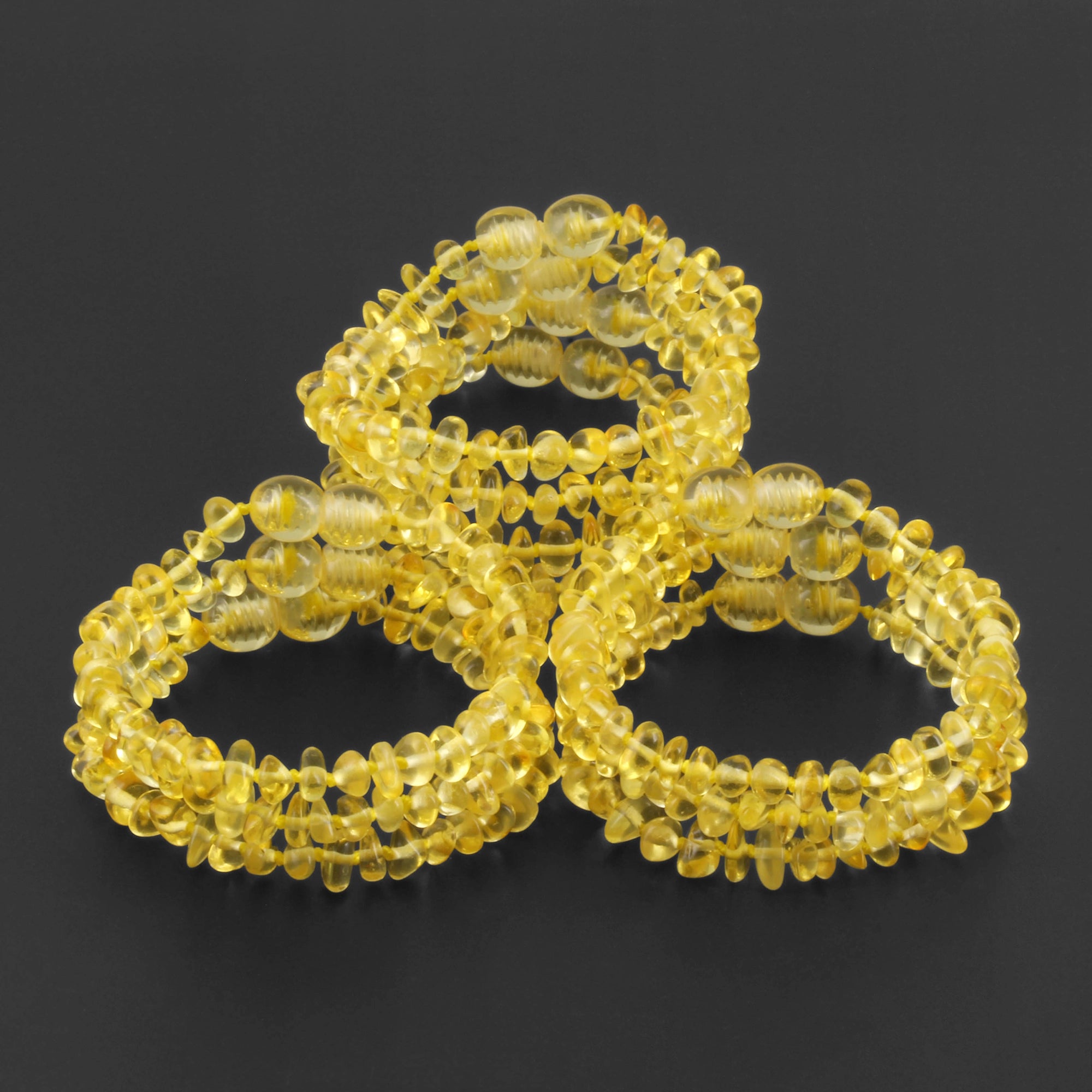 Baltic Amber Baby Teething Bracelet Chips Yellow Glossy Finish - Wholesale Lot of 10pcs - 14cm / 5.5in - CH6