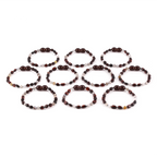 Baltic Amber & Botswana Baby Teething Bracelet Olive Dark Cognac Glossy Finish - Wholesale Lot of 10pcs - 14cm / 5.5in - AGL43