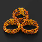 Baltic Amber Baby Teething Bracelet Olive Light Cognac Glossy Finish - Wholesale Lot of 10pcs - 14cm / 5.5in - XO54LC