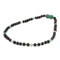 Baltic Amber & Green Agate Baby Teething Necklace Baroque Black Glossy Finish - Wholesale Lot of 10pcs - 32cm / 12.6in - LE550-S