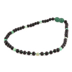 Baltic Amber & Green Agate Baby Teething Necklace Baroque Black Glossy Finish - Wholesale Lot of 10pcs - 32cm / 12.6in - LE550-S