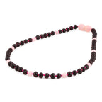 Baltic Amber & Rose Quartz Baby Teething Necklace Baroque Black Matte Finish - Wholesale Lot of 10pcs - 32cm / 12.6in - LE549-S