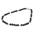 Baltic Amber & Sky Blue Jade Baby Teething Necklace Baroque Black Matte Finish - Wholesale Lot of 10pcs - 32cm / 12.6in - LE547-S