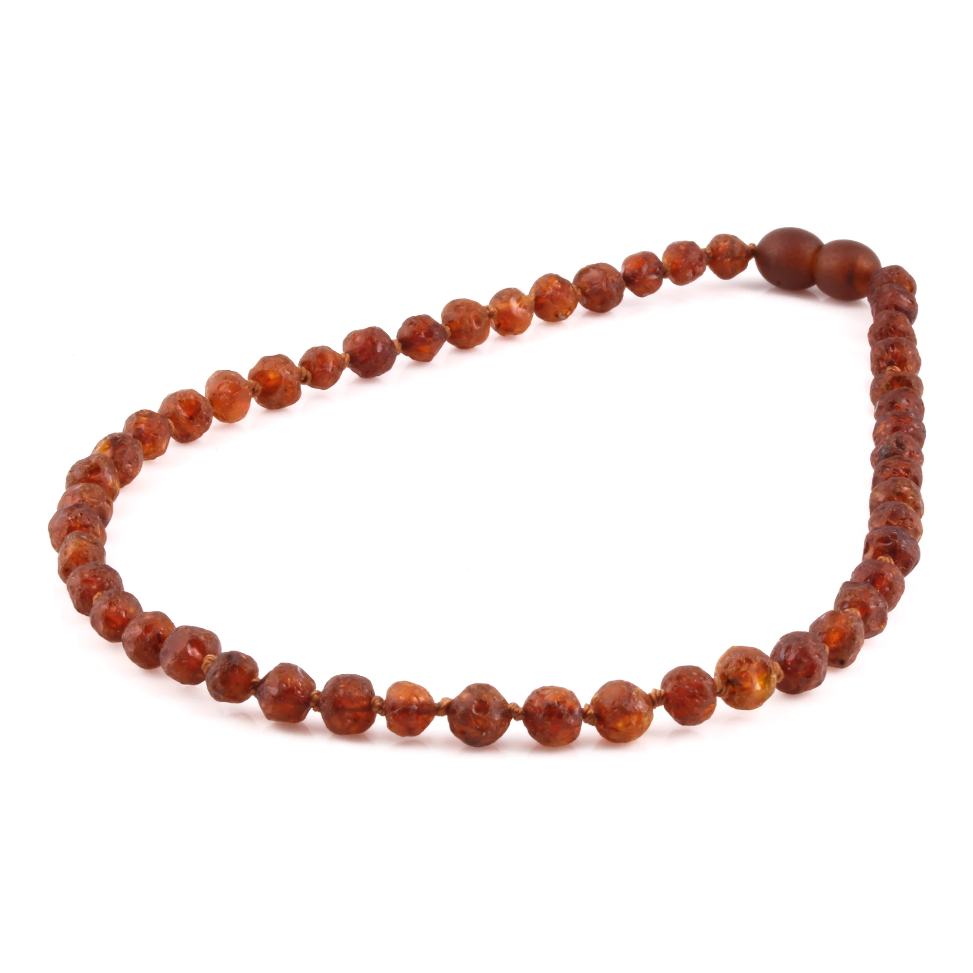 Baltic Amber Baby Teething Necklace Baroque Cognac Raw Finish - Wholesale Lot of 10pcs - 32cm / 12.6in - XB54C-RAW