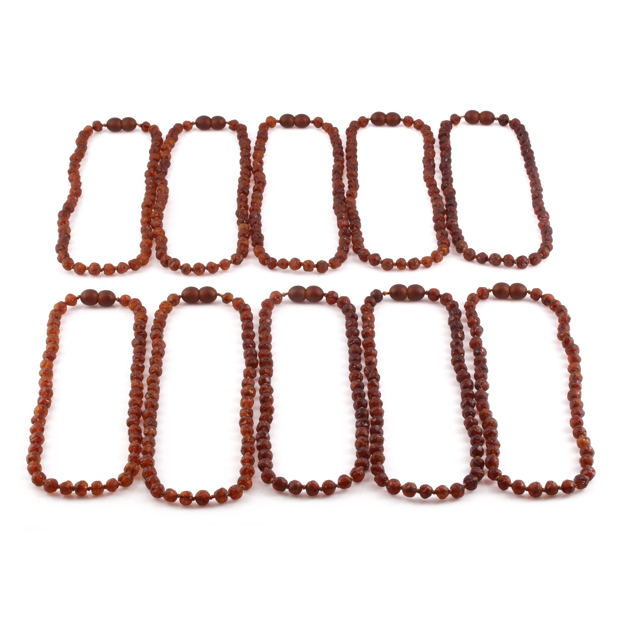 Baltic Amber Baby Teething Necklace Baroque Cognac Raw Finish - Wholesale Lot of 10pcs - 32cm / 12.6in - XB54C-RAW