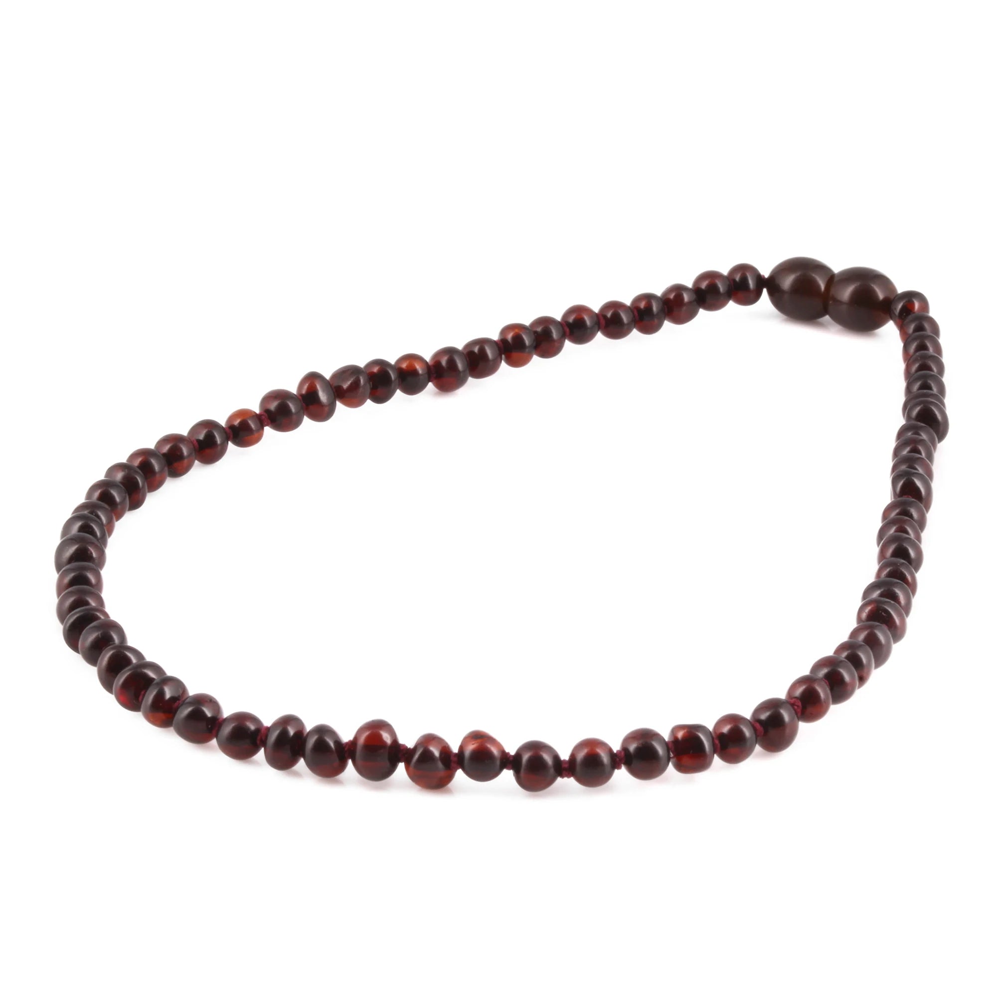 Baltic Amber Baby Teething Necklace Baroque Dark Cognac Glossy Finish - Wholesale Lot of 10pcs - 32cm / 12.6in - XB43DC