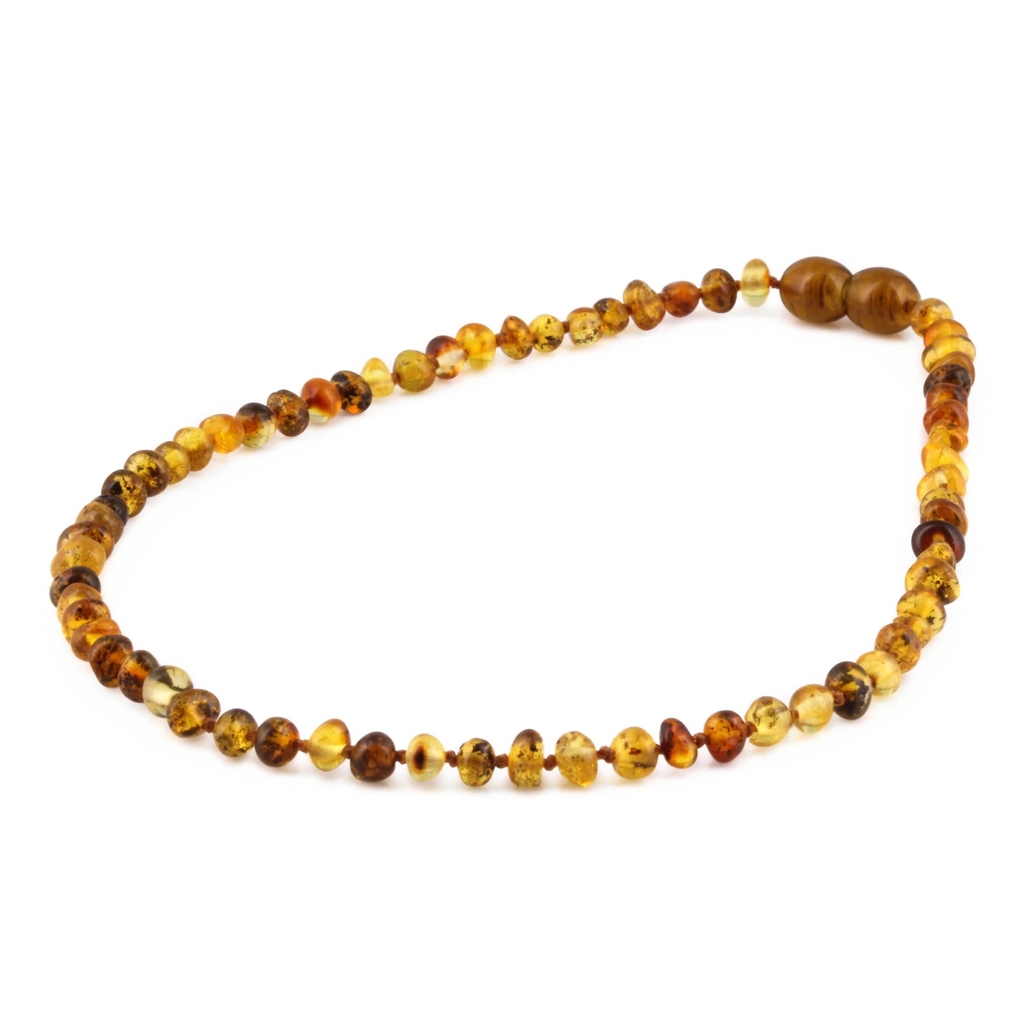 Baltic Amber Baby Teething Necklace Baroque Green Glossy Finish - Wholesale Lot of 10pcs - 32cm / 12.6in - XB43G