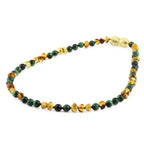 Baltic Amber & Green Tiger Eye Baby Teething Necklace Baroque Multicolor Glossy Finish - Wholesale Lot of 10pcs - 32cm / 12.6in - LE457 V2