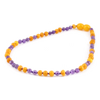 Baltic Amber & Amethyst Baby Teething Necklace Baroque Milky Orange Glossy Finish - Wholesale Lot of 10pcs - 32cm / 12.6in - AGL37