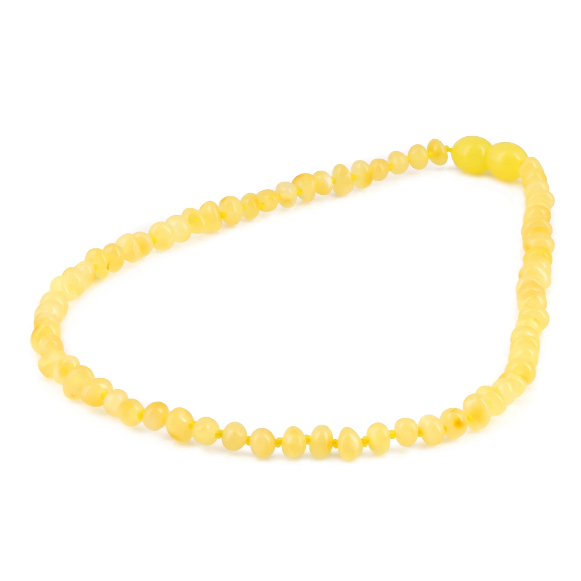 Baltic Amber Baby Teething Necklace Baroque Milky Yellow Glossy Finish - Wholesale Lot of 10pcs - 32cm / 12.6in - XB43MY