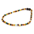 Baltic Amber, Amazonite & Azurite Baby Teething Necklace Baroque Multicolor Glossy Finish - Wholesale Lot of 10pcs - 32cm / 12.6in - AGL42