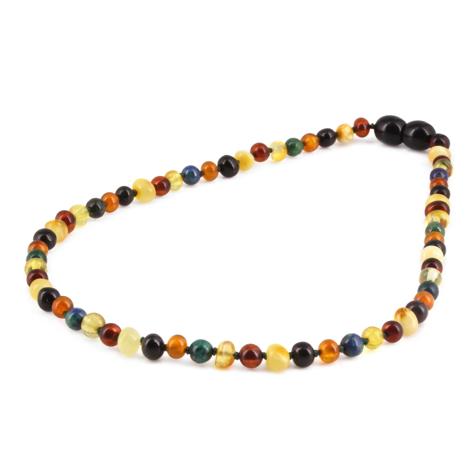 Baltic Amber & Azurite Baby Teething Necklace Baroque Multicolor Glossy Finish - Wholesale Lot of 10pcs - 32cm / 12.6in - LE467 V2 (Copy)
