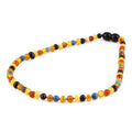 Baltic Amber & Blue Jasper Baby Teething Necklace Baroque Multicolor Glossy Finish - Wholesale Lot of 10pcs - 32cm / 12.6in - LE555-S