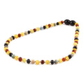 Baltic Amber & Blue Jasper Baby Teething Necklace Baroque Multicolor Glossy Finish - Wholesale Lot of 10pcs - 32cm / 12.6in - LE466-S