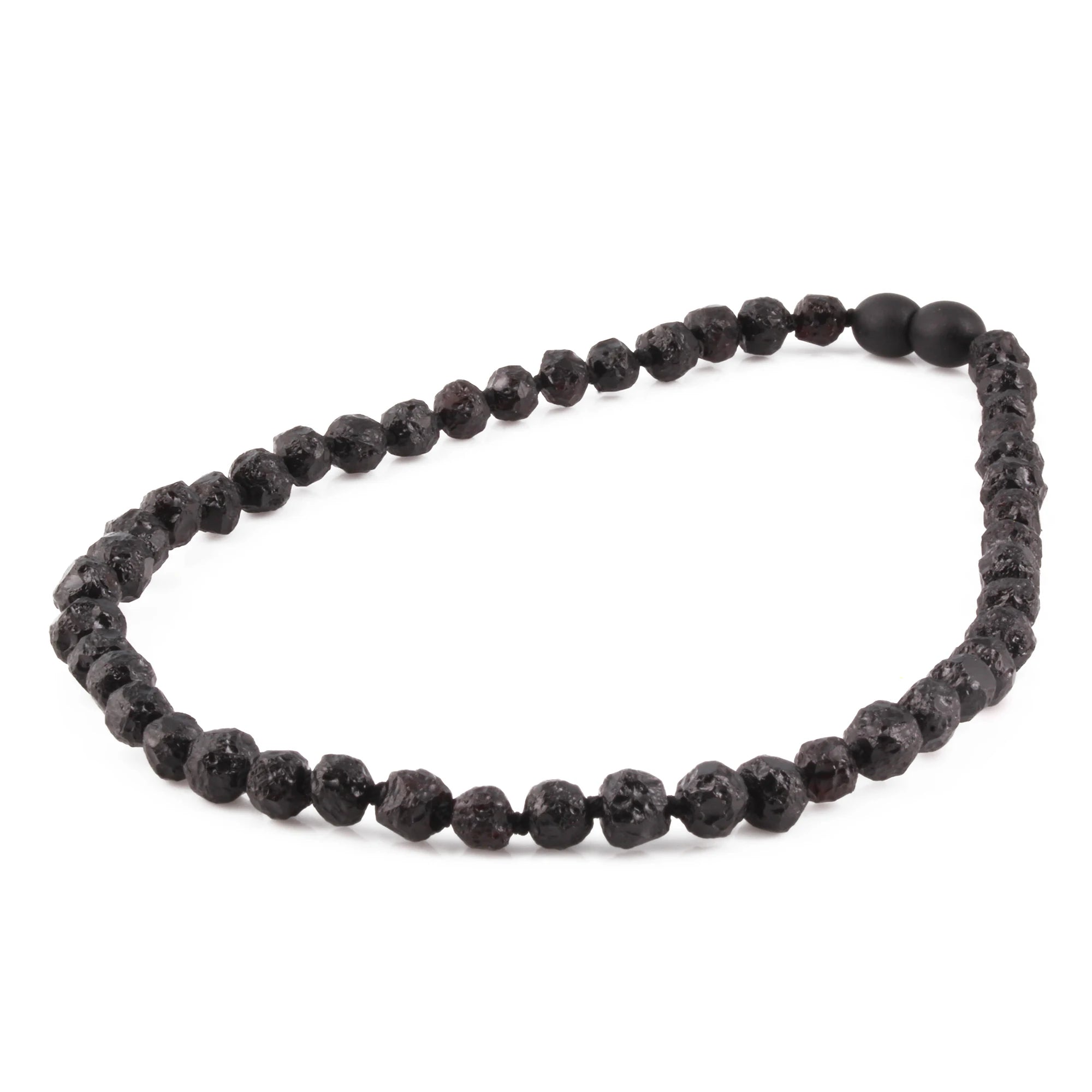 Baltic Amber Baby Teething Necklace Baroque Black Raw Finish - Wholesale Lot of 10pcs - 32cm / 12.6in - XB54B-RAW