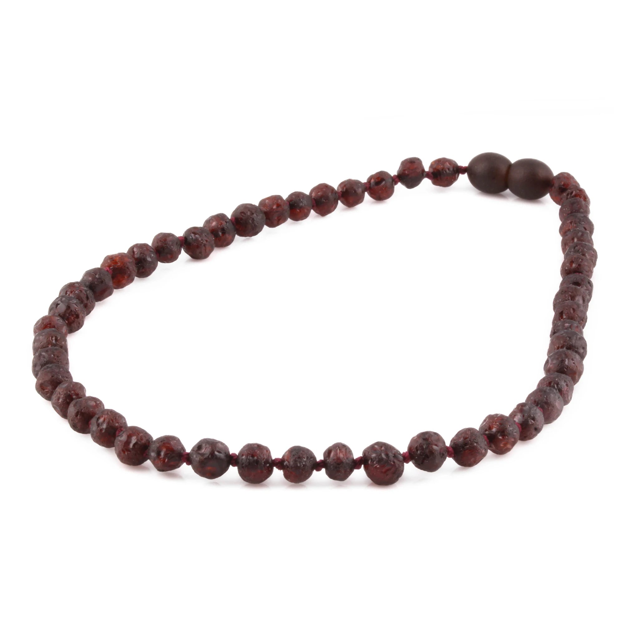 Baltic Amber Baby Teething Necklace Baroque Dark Cognac Raw Finish - Wholesale Lot of 10pcs - 32cm / 12.6in - XB54DC-RAW