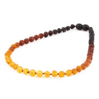 Baltic Amber Baby Teething Necklace Baroque Rainbow Raw Finish - Wholesale Lot of 10pcs - 32cm / 12.6in - XB54R2-RAW