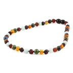 Baltic Amber, Peru Amazonite &  Azurite Baby Teething Necklace Baroque Multicolor Raw Finish - Wholesale Lot of 10pcs - 32cm / 12.6in - LE470 V2