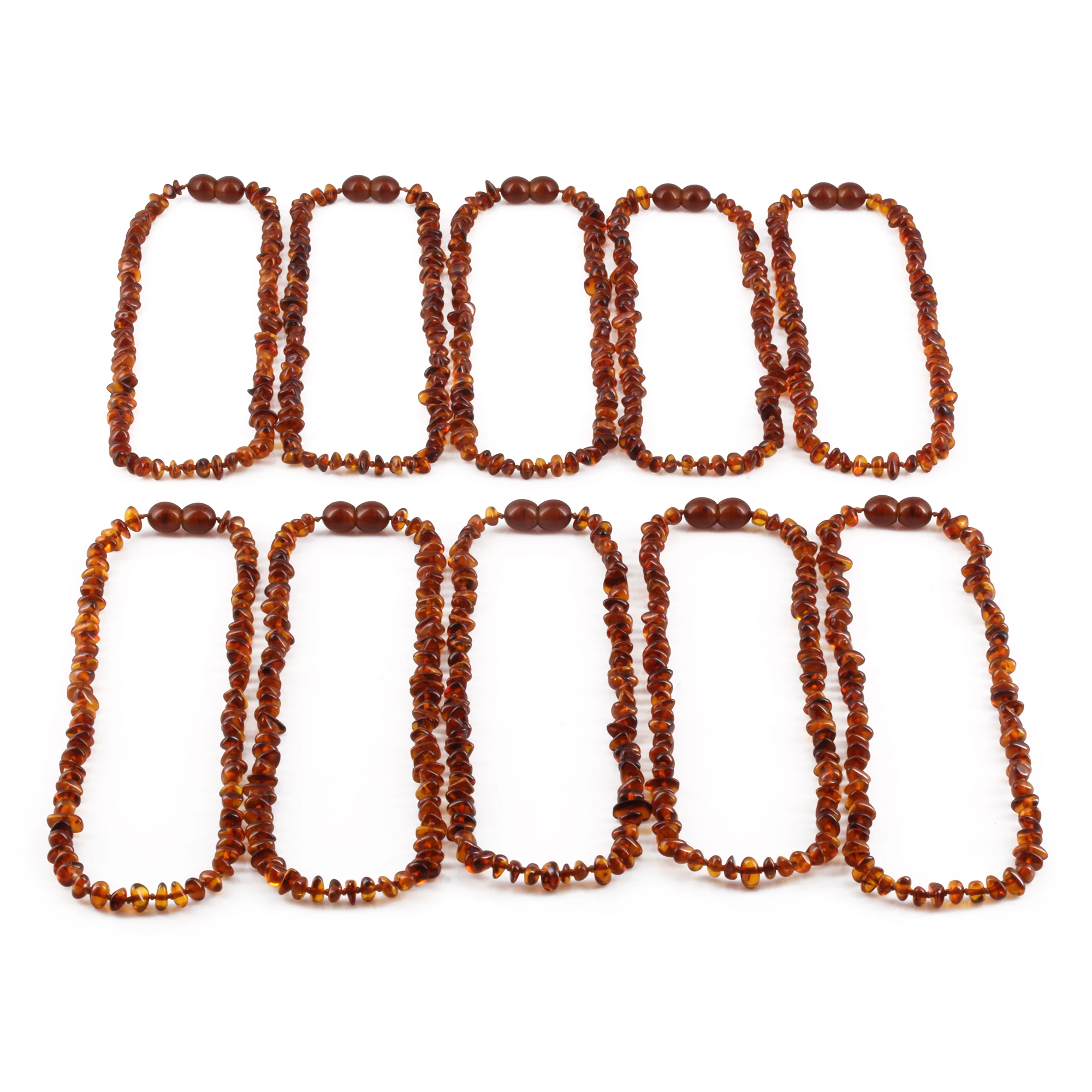 Baltic Amber Baby Teething Necklace Chips Cognac Glossy Finish - Wholesale Lot of 10pcs - 32cm / 12.6in - CH3