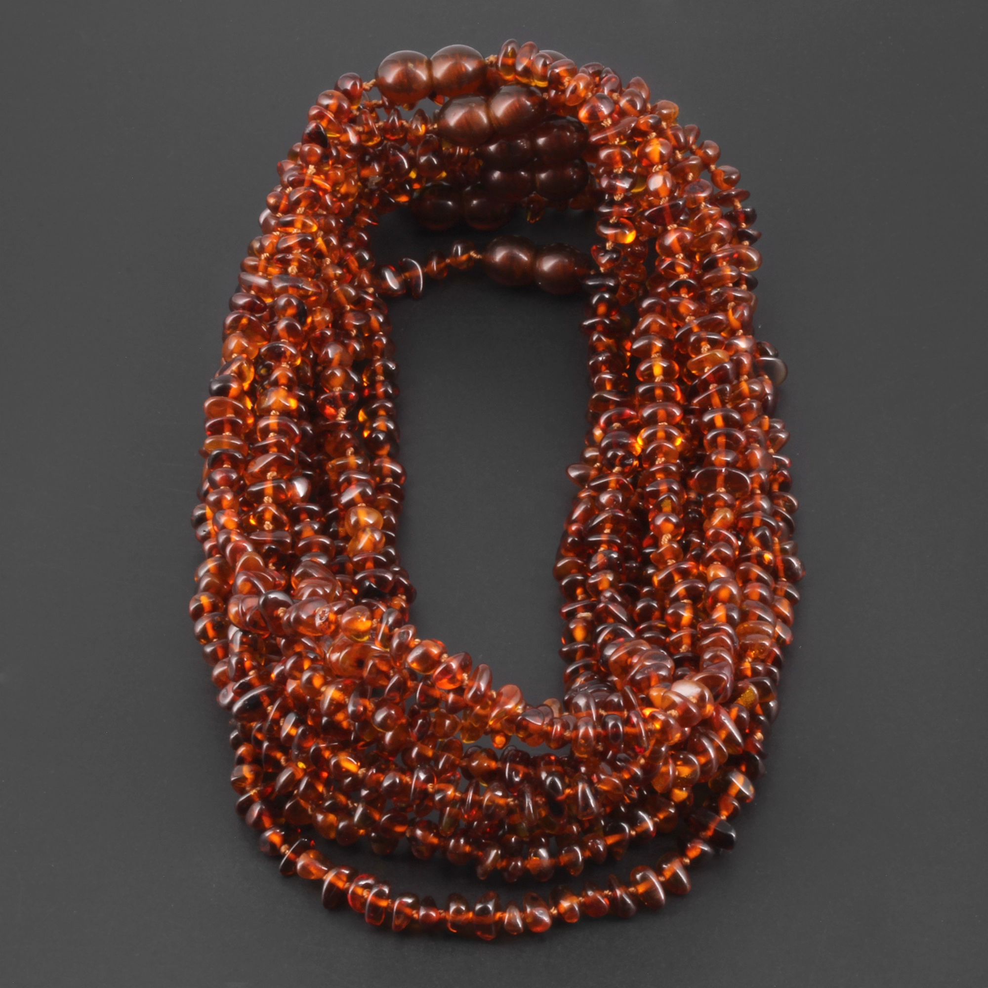 Baltic Amber Baby Teething Necklace Chips Cognac Glossy Finish - Wholesale Lot of 10pcs - 32cm / 12.6in - CH3