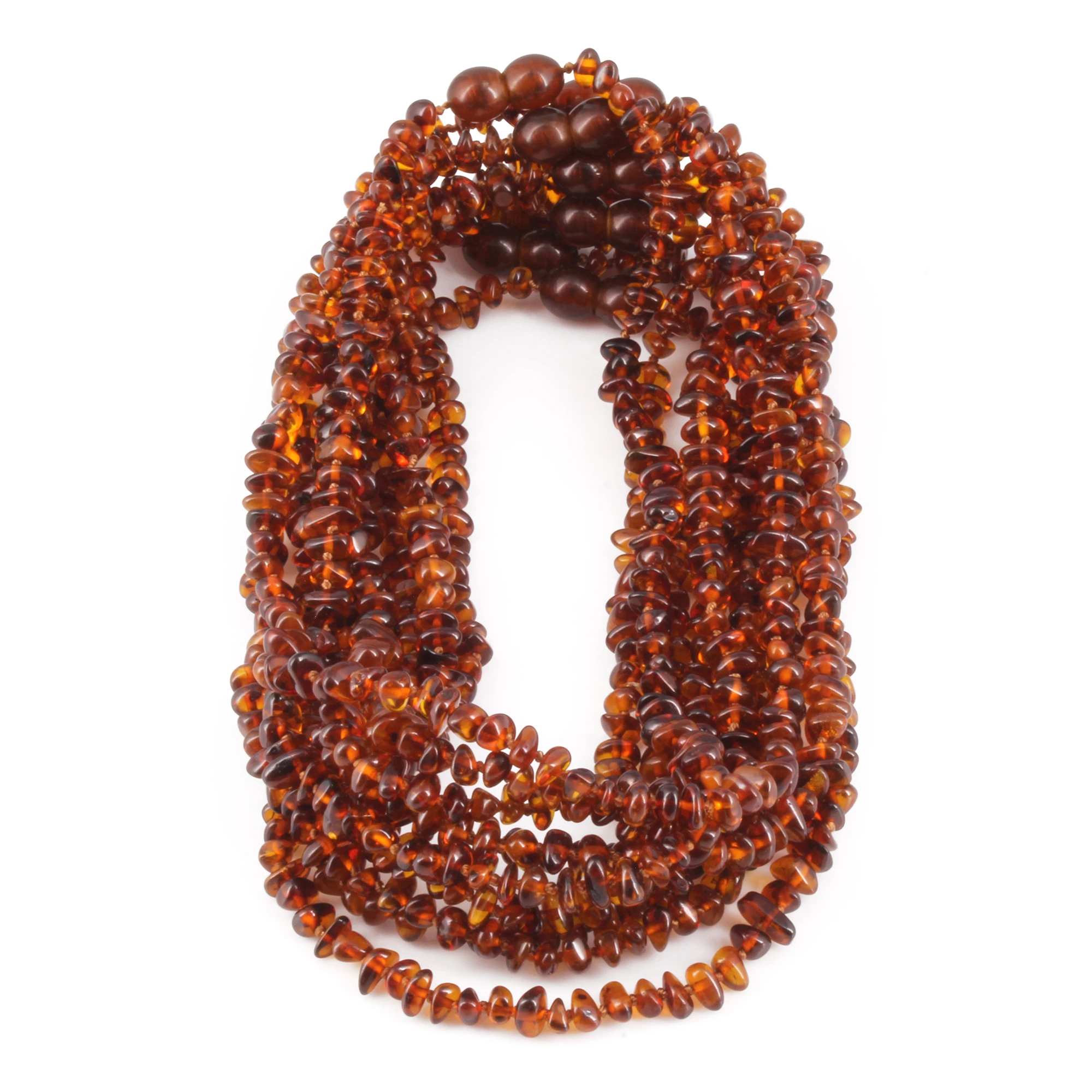 Baltic Amber Baby Teething Necklace Chips Cognac Glossy Finish - Wholesale Lot of 10pcs - 32cm / 12.6in - CH3
