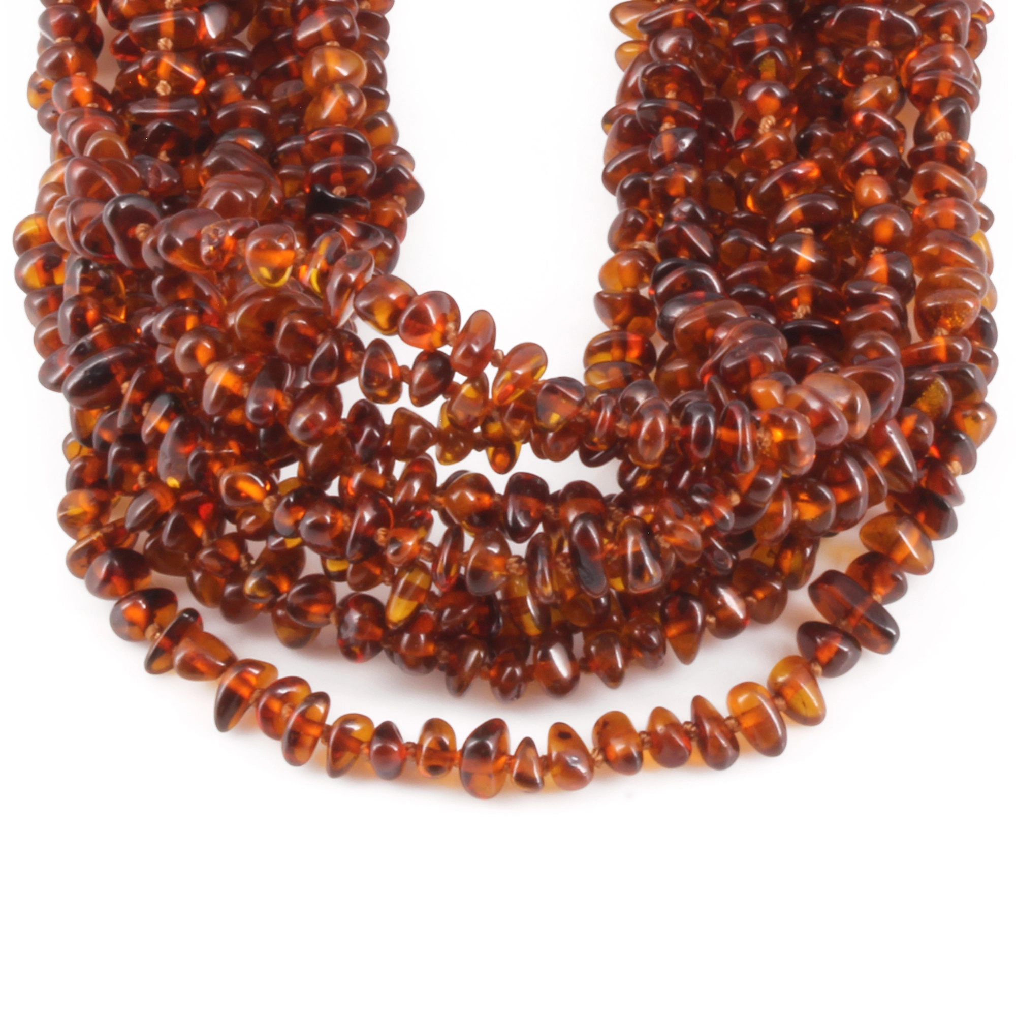 Baltic Amber Baby Teething Necklace Chips Cognac Glossy Finish - Wholesale Lot of 10pcs - 32cm / 12.6in - CH3