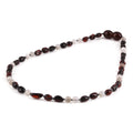 Baltic Amber & Botswana Agate Baby Teething Necklace Olive Dark Cognac Glossy Finish - Wholesale Lot of 10pcs - 32cm / 12.6in - AGL43