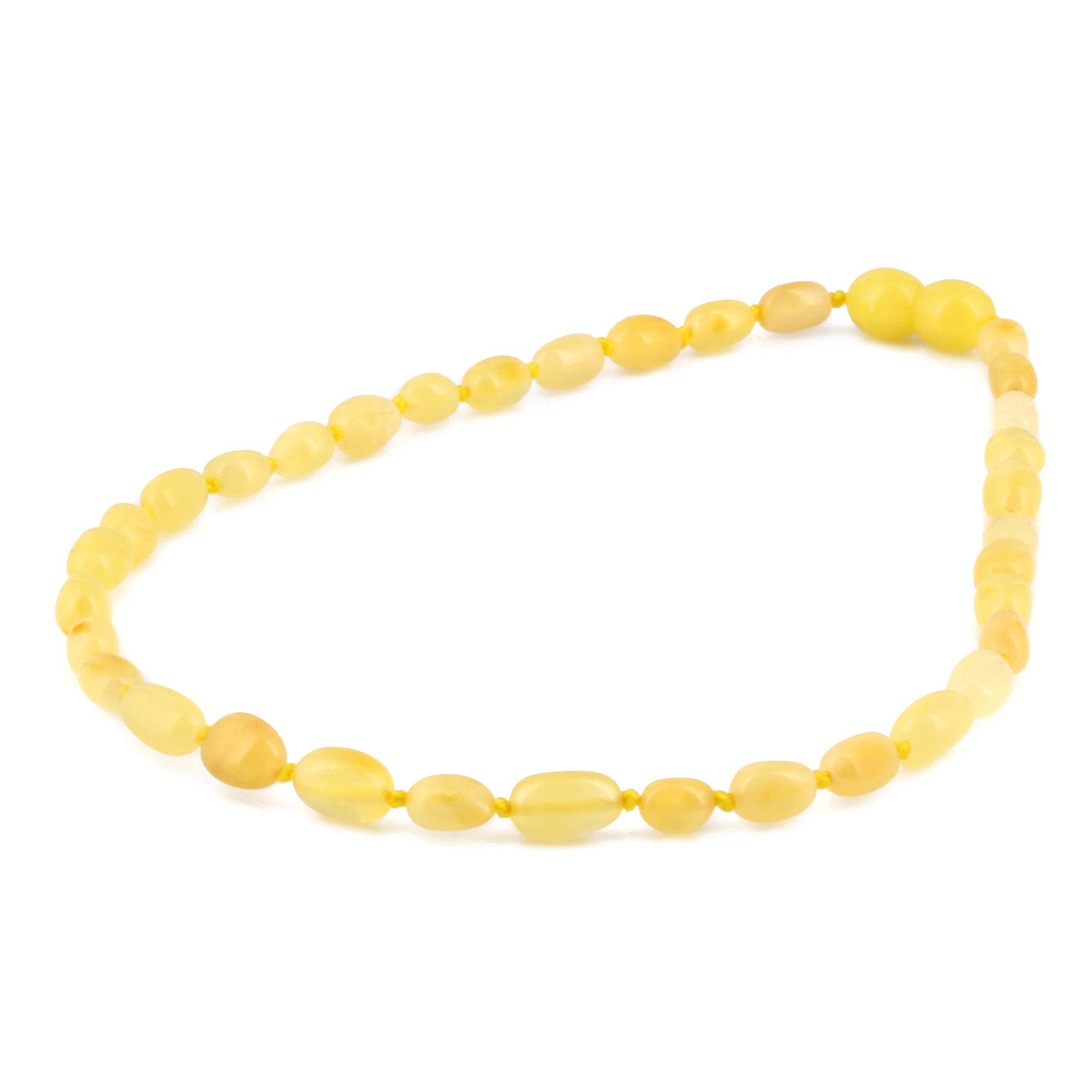 Baltic Amber Baby Teething Necklace Olive Milky Yellow Glossy Finish - Wholesale Lot of 10pcs - 32cm / 12.6in - XO54MY