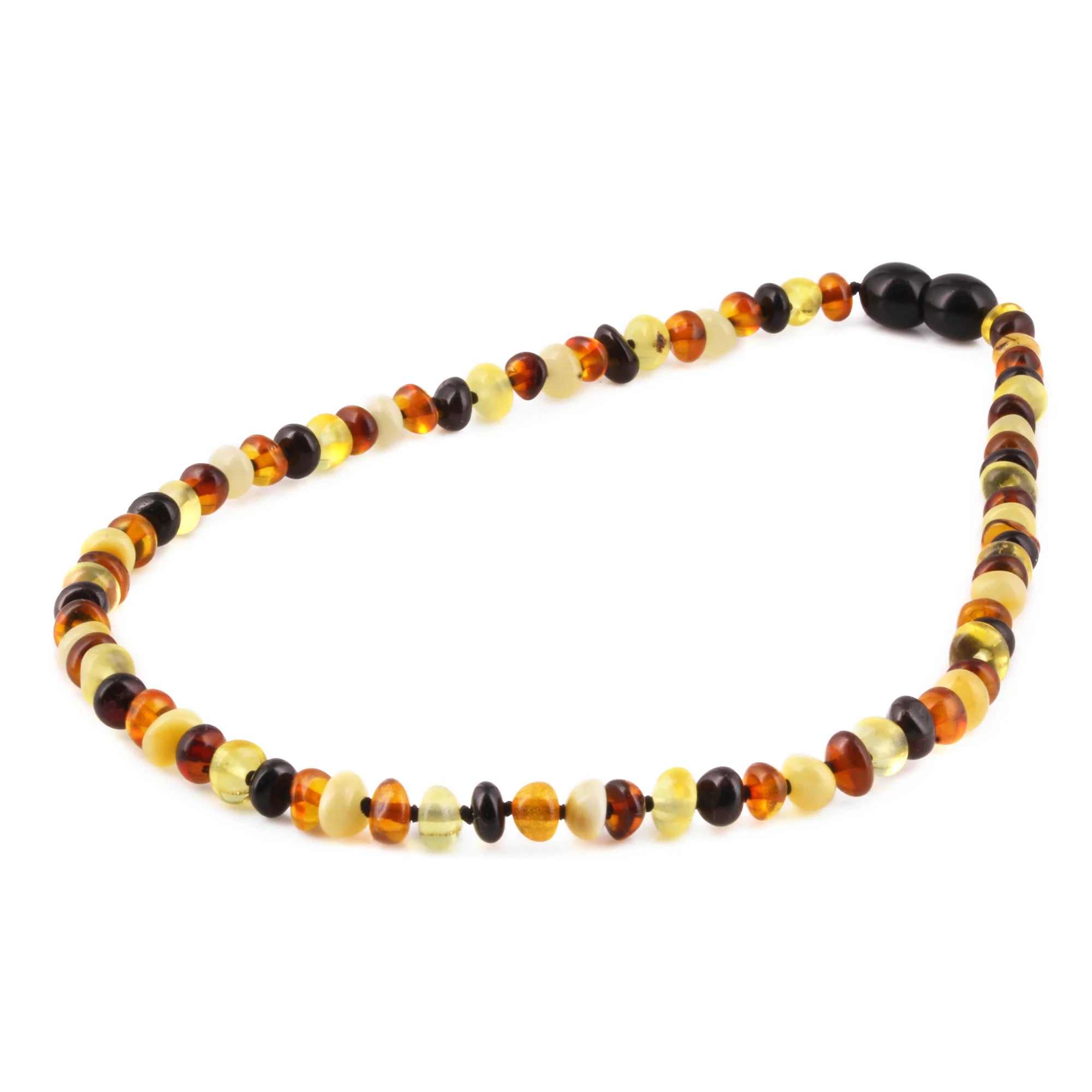 Baltic Amber Baby Teething Necklace Roundel Multicolor Glossy Finish - Wholesale Lot of 10pcs - 32cm / 12.6in - XR53M2