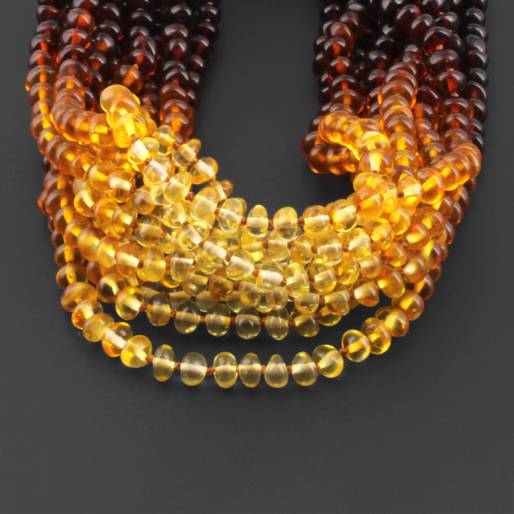 BALTIC AMBER BABY TEETHING NECKLACES LOT OF 10pcs - ROUNDEL. XR53R2