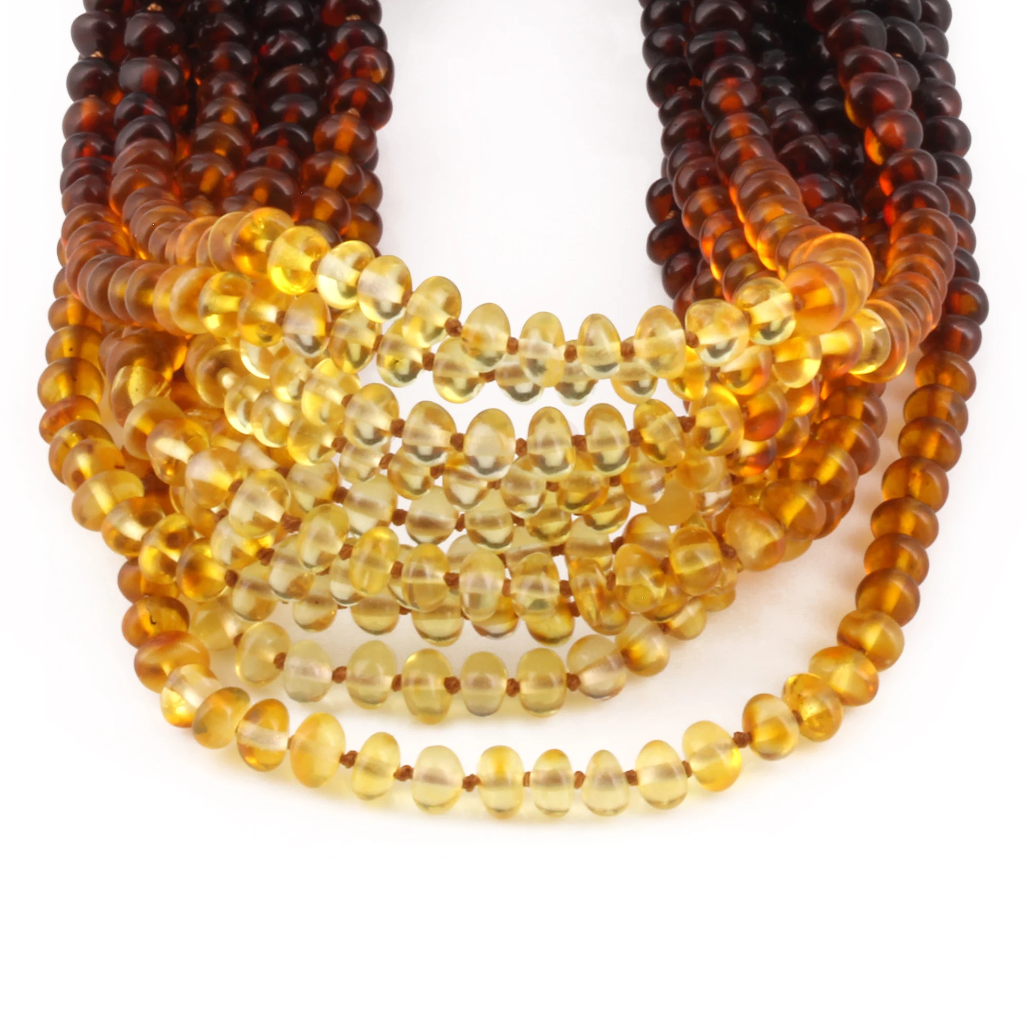 BALTIC AMBER BABY TEETHING NECKLACES LOT OF 10pcs - ROUNDEL. XR53R2