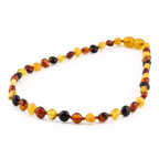 Baltic Amber Baby Teething Necklace Side Drill Multicolor Glossy Finish - Wholesale Lot of 10pcs - 32cm / 12.6in - XS64M