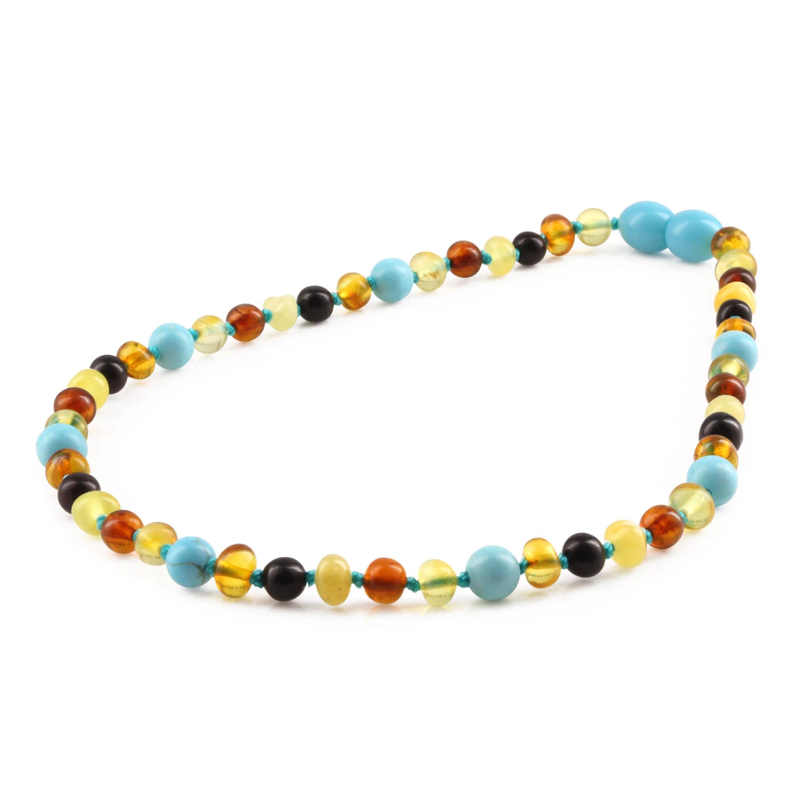 BALTIC AMBER BABY TEETHING NECKLACES WITH TURQUOISE LOT OF 10pcs. LE465