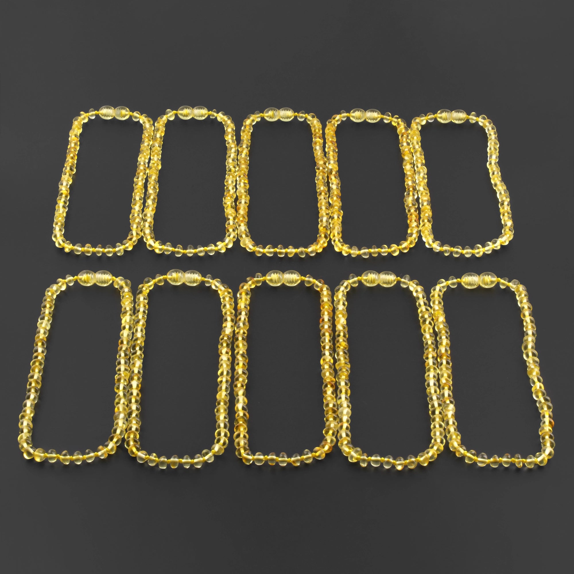 BALTIC AMBER BABY TEETHING NECKLACES LOT OF 10pcs - ROUNDEL. XR53Y