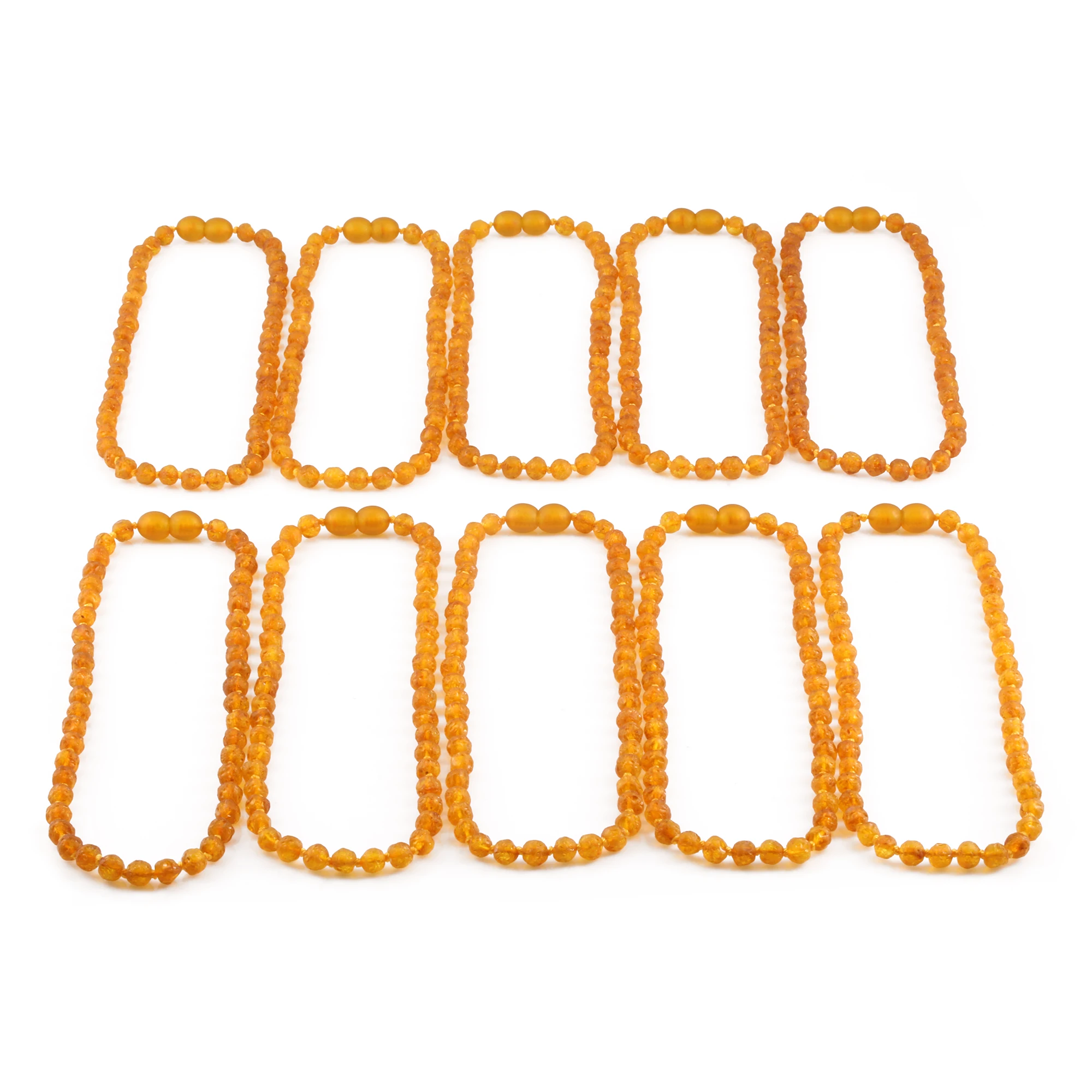 Baltic Amber Baby Teething Necklace Baroque Light Cognac Raw Finish - Wholesale Lot of 10pcs - 32cm / 12.6in - XB54LC-RAW