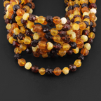Baltic Amber Baby Teething Necklace Baroque Multicolor Raw Finish - Wholesale Lot of 10pcs - 32cm / 12.6in - XB54M-RAW