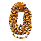 Baltic Amber Baby Teething Necklace Baroque Multicolor Raw Finish - Wholesale Lot of 10pcs - 32cm / 12.6in - XB54M-RAW