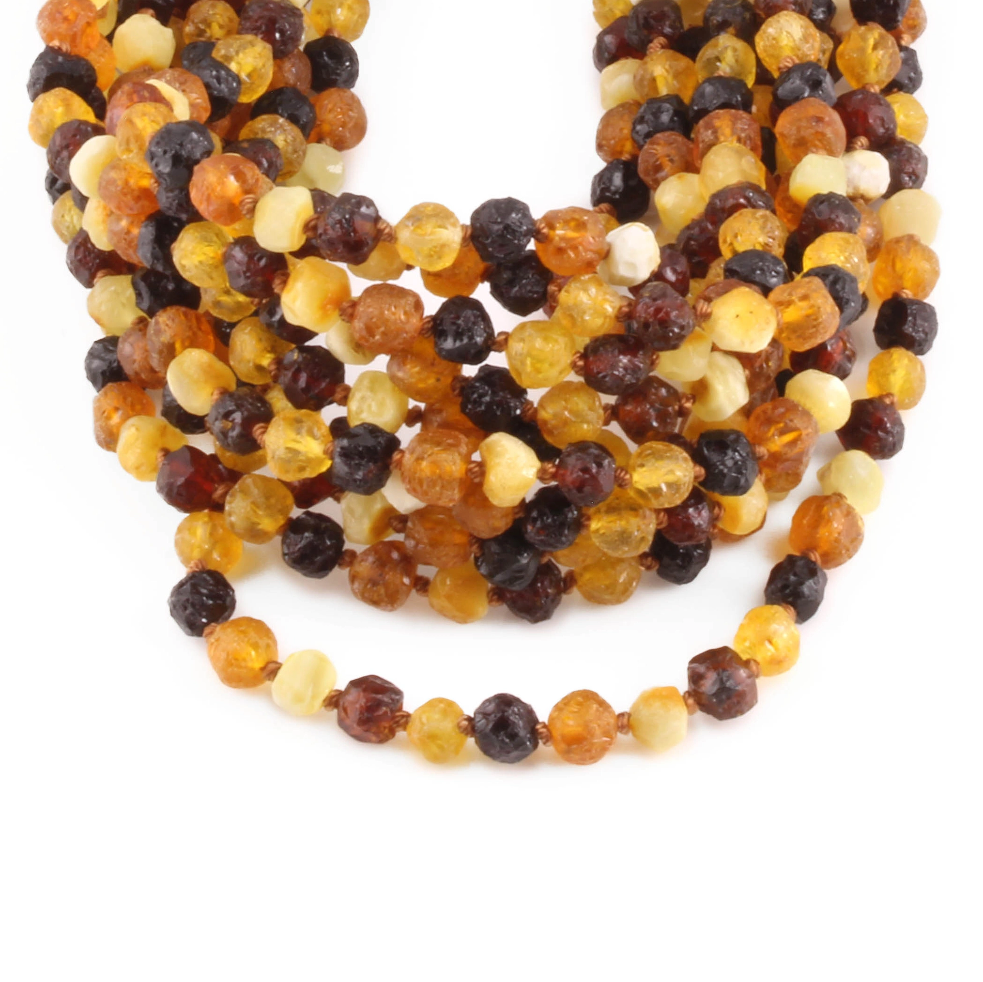 Baltic Amber Baby Teething Necklace Baroque Multicolor Raw Finish - Wholesale Lot of 10pcs - 32cm / 12.6in - XB54M-RAW