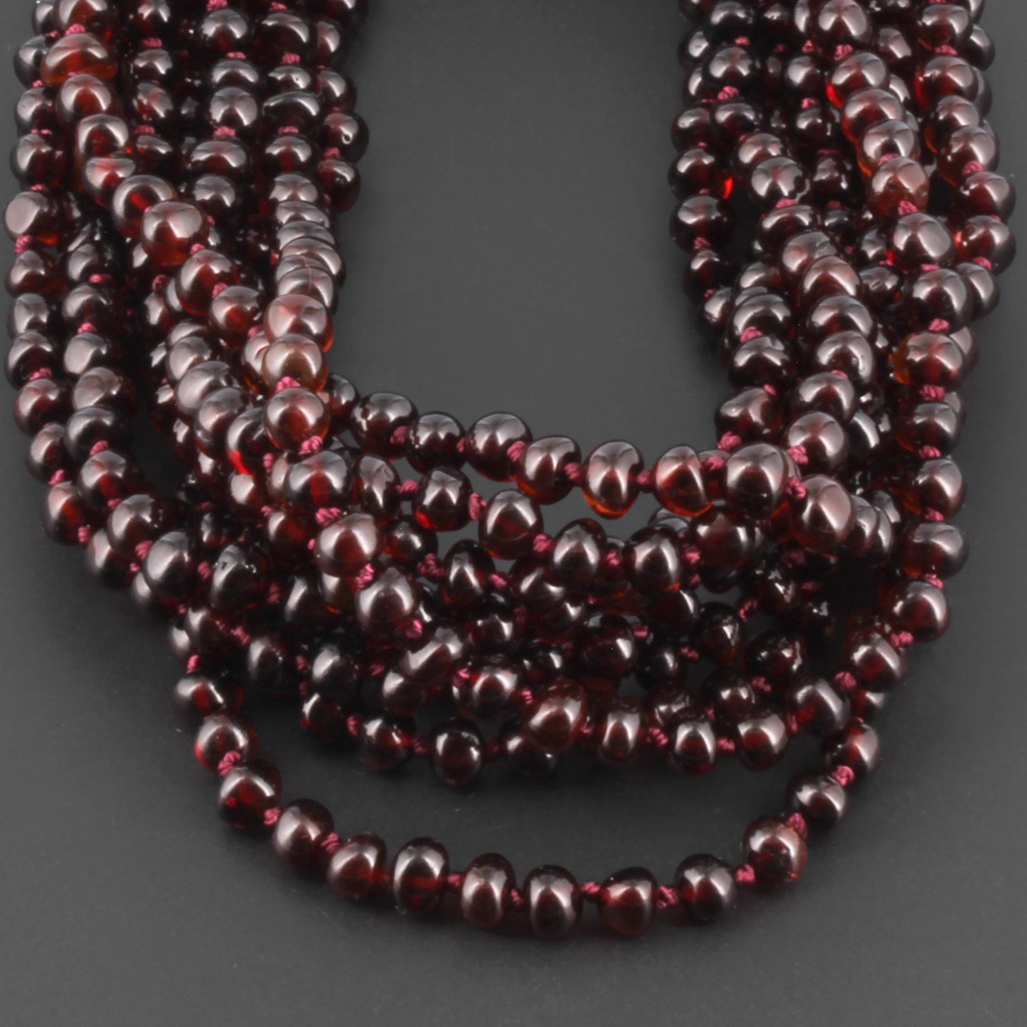 Baltic Amber Baby Teething Necklace Baroque Dark Cognac Glossy Finish - Wholesale Lot of 10pcs - 32cm / 12.6in - XB54DC
