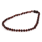 Baltic Amber Baby Teething Necklace Baroque Dark Cognac Glossy Finish - Wholesale Lot of 10pcs - 32cm / 12.6in - XB54DC