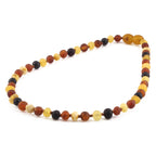 Baltic Amber Baby Teething Necklace Baroque Multicolor Matte Finish - Wholesale Lot of 10pcs - 32cm / 12.6in - XB54MM