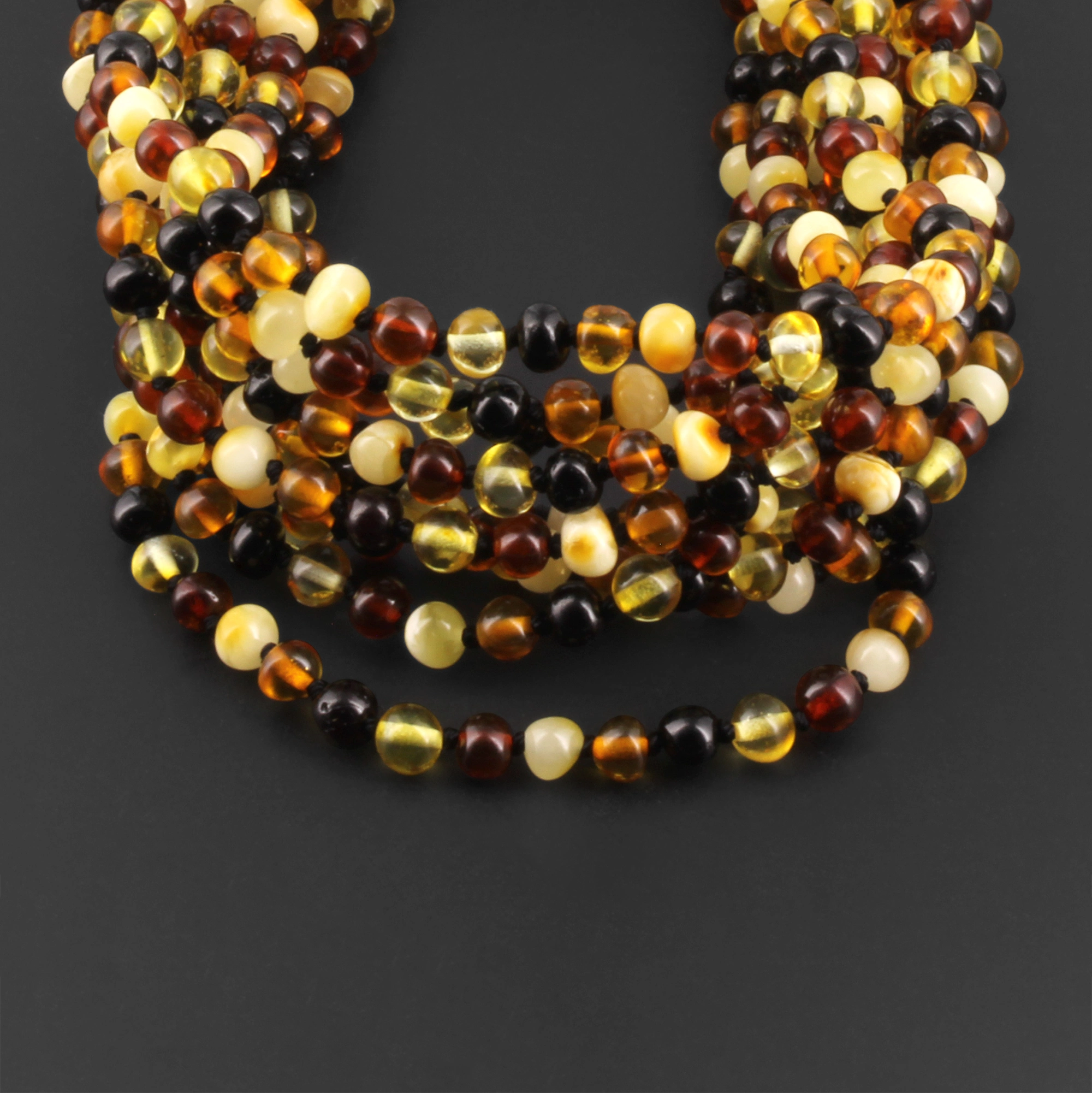 BALTIC AMBER BABY TEETHING NECKLACES LOT OF 10pcs - BAROQUE. XB54M2