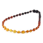 Baltic Amber Baby Teething Necklace Olive Rainbow Glossy Finish - Wholesale Lot of 10pcs - 32cm / 12.6in - XO54R2