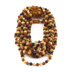 Baltic Amber Baby Teething Necklace Baroque Multicolor Matte Finish - Wholesale Lot of 10pcs - 32cm / 12.6in - XB54MM